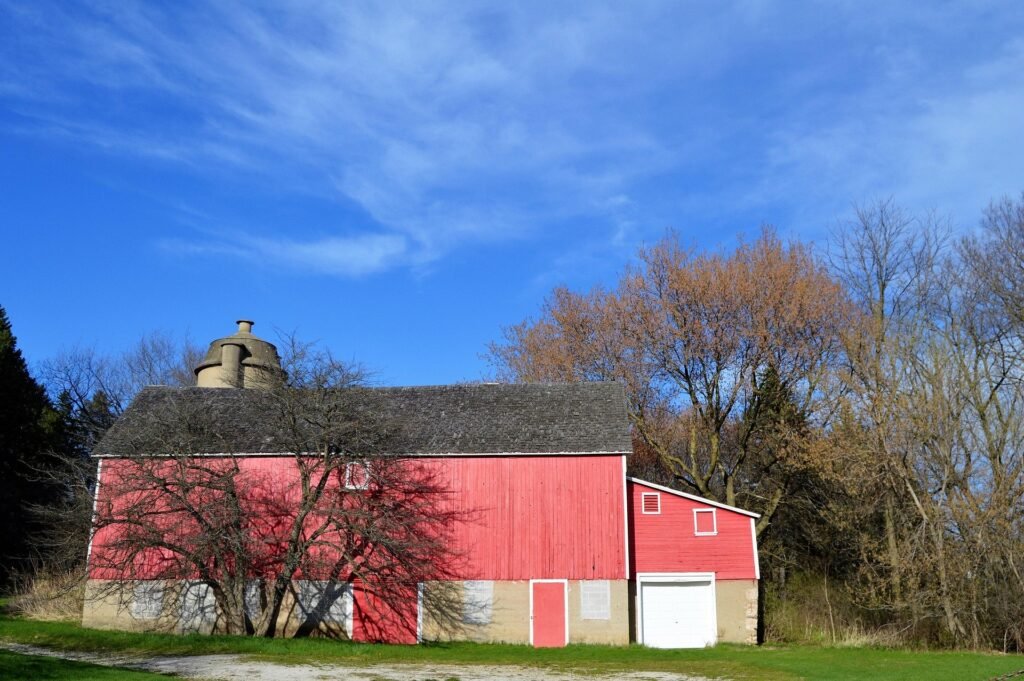 Historic red barn in Greenfield, Wisconsin