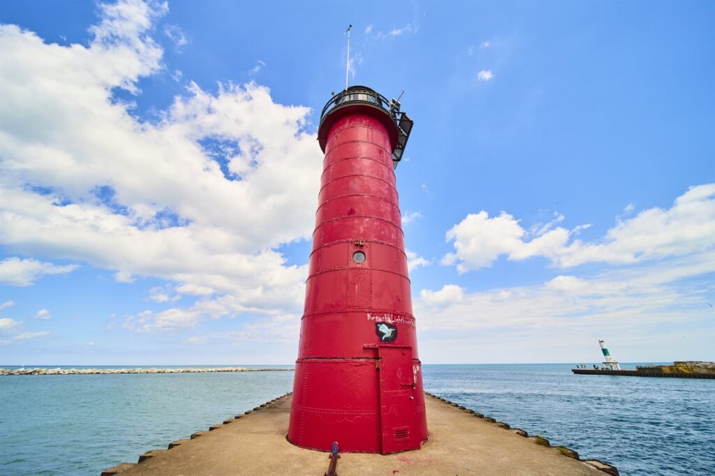 Kenosha Pierhead Lighthouse on Lake Michigan in Kenosha, Wisconsin